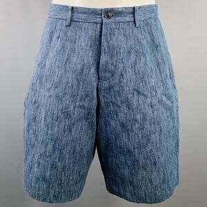 TOMORROWLAND Size 36 Blue Indigo Cotton Wool Slubby Twill Button Fly Shorts